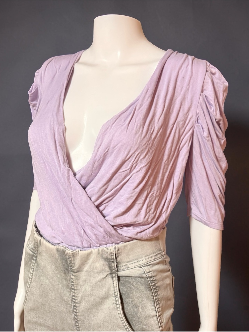 Blue Blush Lavender Surplice Bodysuit - Size Medium